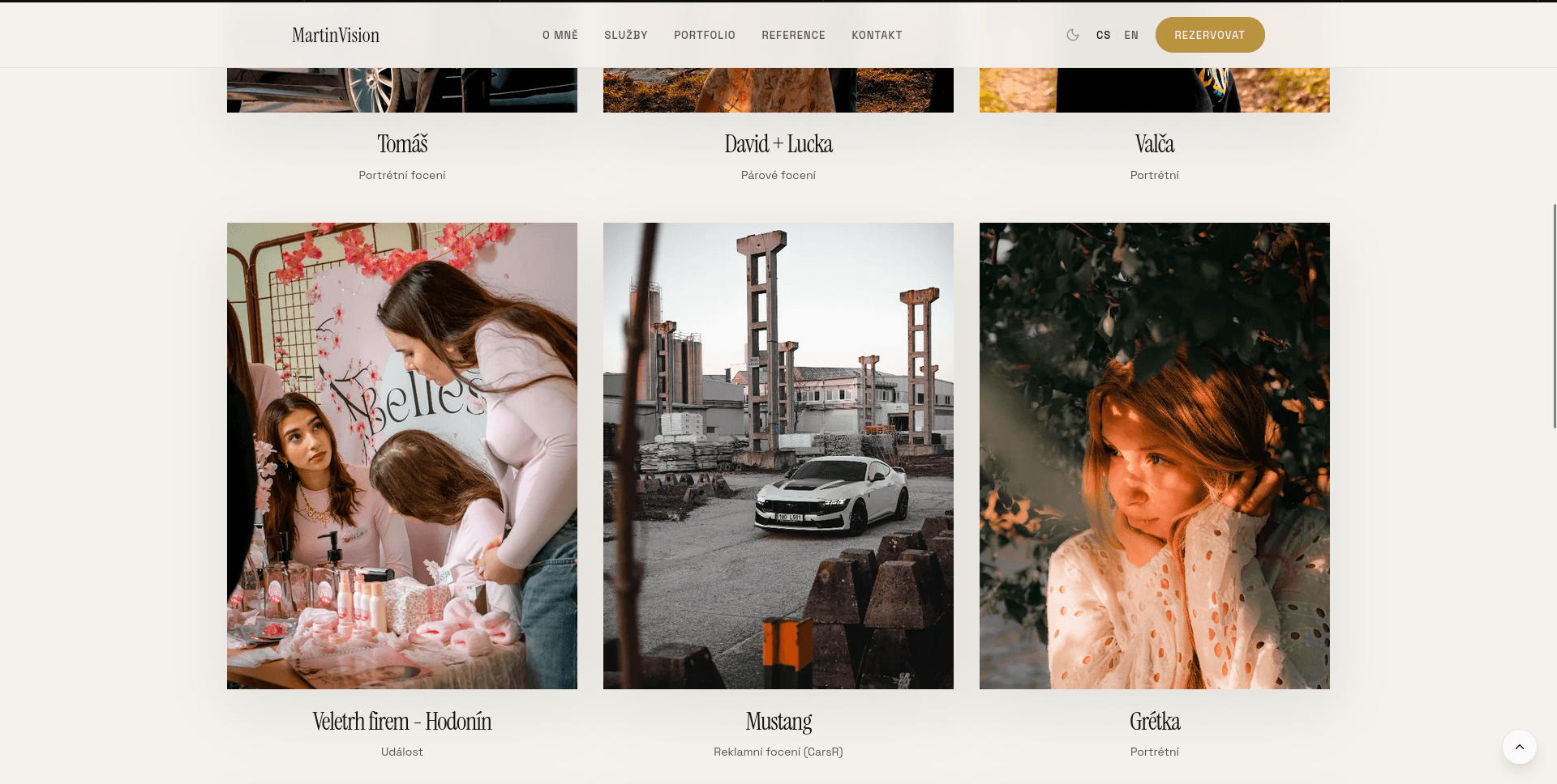 Portfolio a prezentační web pro video a foto služby.
